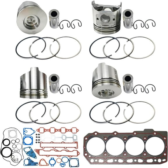 4PCS 4TNE86 Piston+Piston Rings STD With Full Gasket Kit For Yanmar 4TNE86 Engine Excavator Loader Skid Loader Generator Piston Diameter 86mm