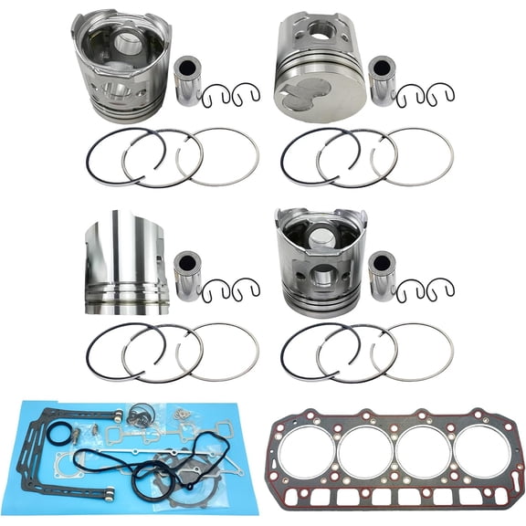 4PCS 4TNE92 Piston+Piston Rings With 4TNE92 Full Gasket Kit for Yanmar 4TNE92 4TNE92-NMH Engine Komatsu FD15T Forklift 4D92E Engine Hiyster H2.5TX Forklift STD 4TNE92 piston ring set Piston