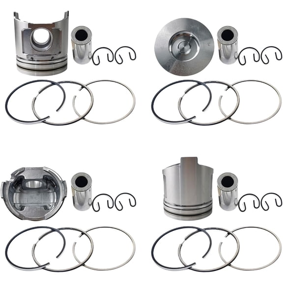 4PCS 4TNV106 Piston+Piston Rings 123907-22081 Combustion Chamber 55mm for Yanmar 4TNV106 4TNV106T Engine TL150 CTL80 MTL25 Loader Komatsu PC95R-2 PW95R-2 STD 4TNV106 piston