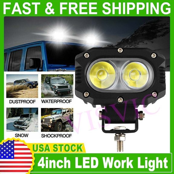 4PCS 4inch 720W LED Spot Beam White Fog Work Lights Pods Off Road SUV ATV ab