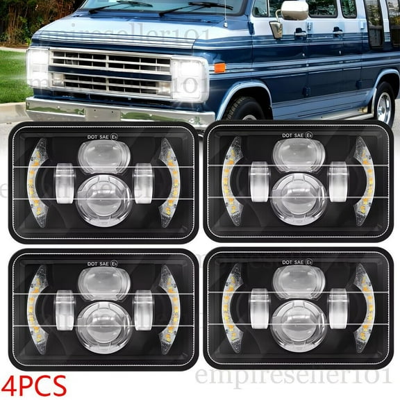 4PCS 4x6" inch LED Headlights Hi-Lo Beam For Chevy C10 G20 R10 K10 K20 K5 Blazer