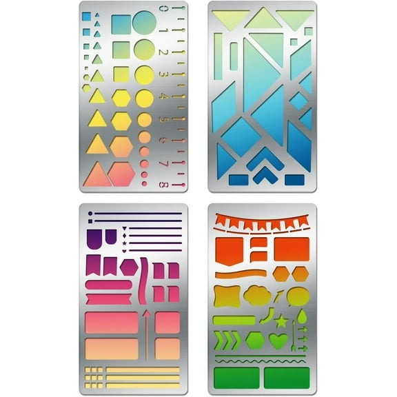 4PCS 4x7 Inch Geometric Theme Triangle Metal Stencils Border Line Stencil Template DIY