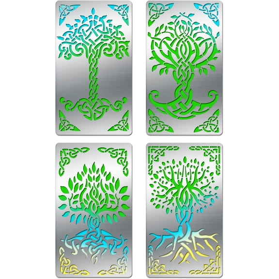 4PCS 4x7 Inch Tree of Life Metal Stencils Templates Art Craft Stencils