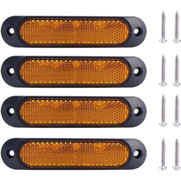 4PCS 5" 12 LED Truck Trailer Side Marker Lights, Ultra-Bright Amber Clearance Indicator Lamp Sealed Waterproof Surface Mounted Signal Running Light with Reflex Reflector for RV Marine Pickup