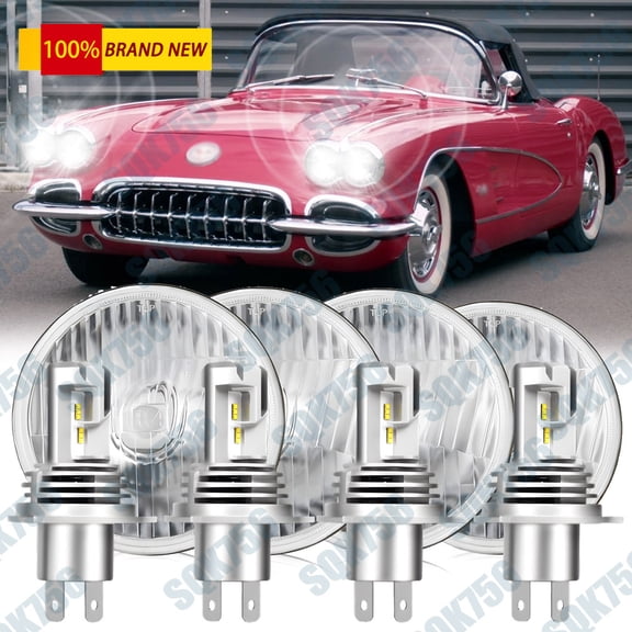 4PCS 5 3/4" 5.75"GLASS LED Headlights Hi-Lo Beam for Chevrolet Corvette C1 C2 C3