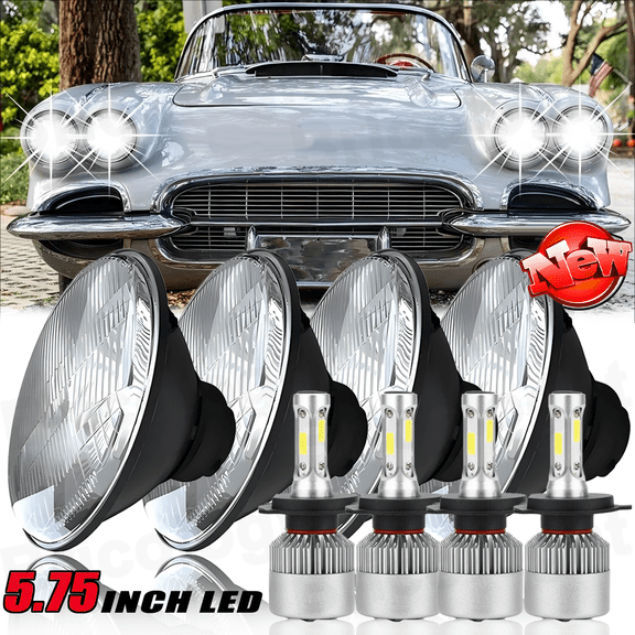 4PCS 5 3/4" 5.75"GLASS LED Headlights Hi/Lo Beam for Chevrolet Corvette C1 C2 C3