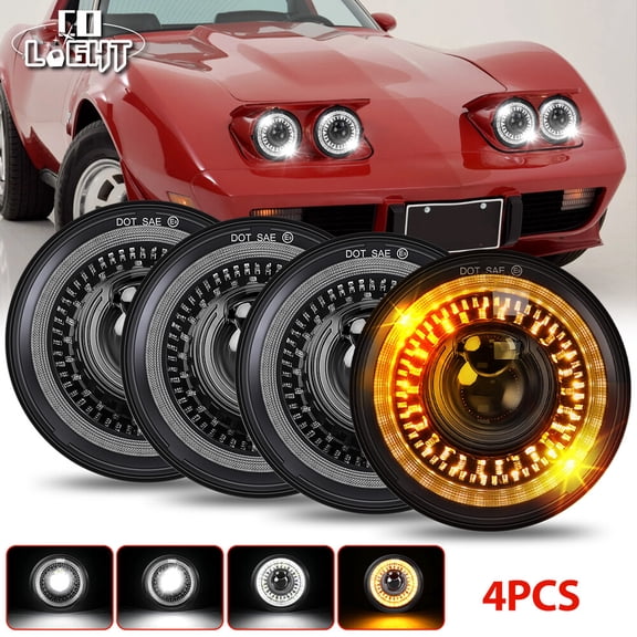 4PCS 5 3/4" 5.75" LED Headlight Hi/Lo Startup DRL For Chevy Corvette C1 C3 68-82