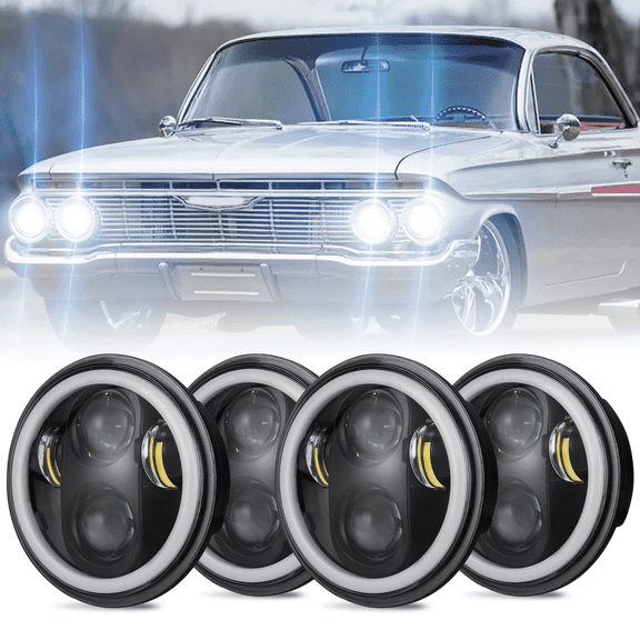 4PCS 5 3/4 5.75" LED Headlights DRL For Chevy El Camino Impala Caprice Bel Air