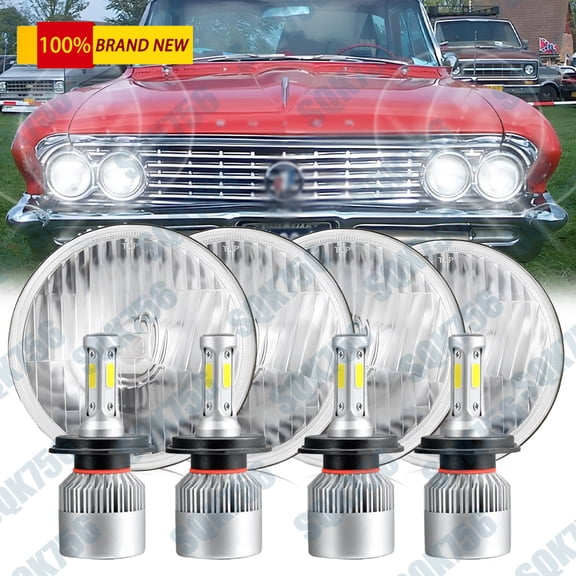 4PCS 5 3/4 5.75" LED Headlights HI/LO Beam for Buick Skylark 1961-1972 GS 455