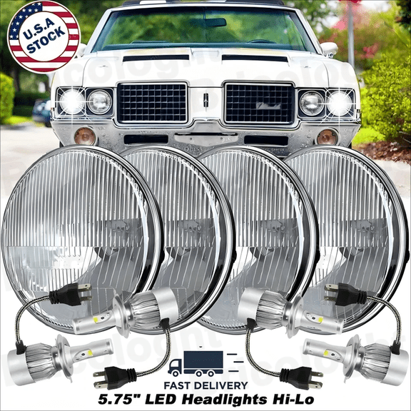 4PCS 5 3/4" 5.75 LED Headlights HI/LO for Oldsmobile 442 98 F85 Cutlass 4X White
