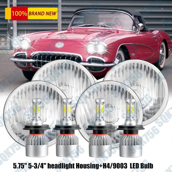 4PCS 5 3/4" 5.75" LED Headlights Hi-Lo Beam DRL for Chevrolet Corvette C1 C2 C3