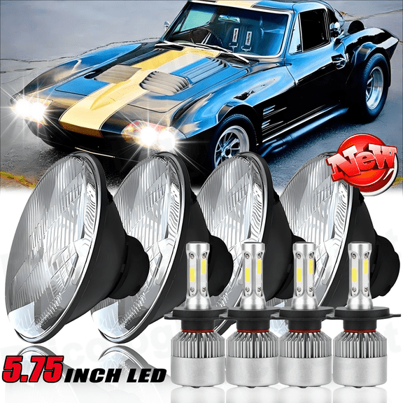 4PCS 5 3/4" 5.75" LED Headlights Hi-Lo Beam DRL for Chevrolet Corvette C1 C2 C3