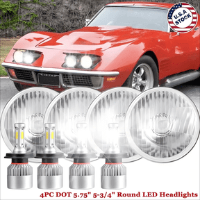 4PCS 5 3/4" 5.75" LED Headlights Hi/Lo Beam Lamp For Chevy Corvette C3 68-82 AA