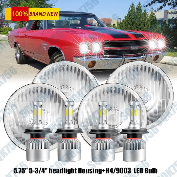 4PCS 5 3/4" 5.75" LED Headlights Hi/Lo Beam Lamp For Chevy Corvette C3 68-82 A++