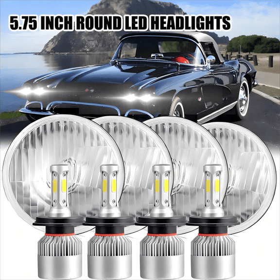 4PCS 5 3/4" 5.75" LED Headlights Hi/Lo Beam Lights For Chevy Corvette C3 68-82 A