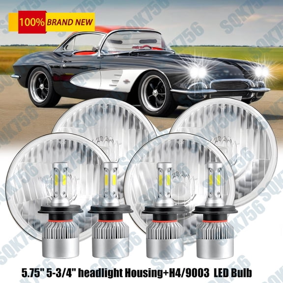4PCS 5 3/4" 5.75" LED Headlights Hi/Lo Beam Lights For Chevy Corvette C3 68-82