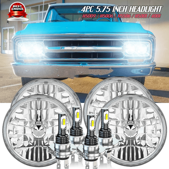 4PCS 5 3/4" 5.75" LED Headlights Hi/Lo Beam for Chevrolet Corvette C1 C2 C3