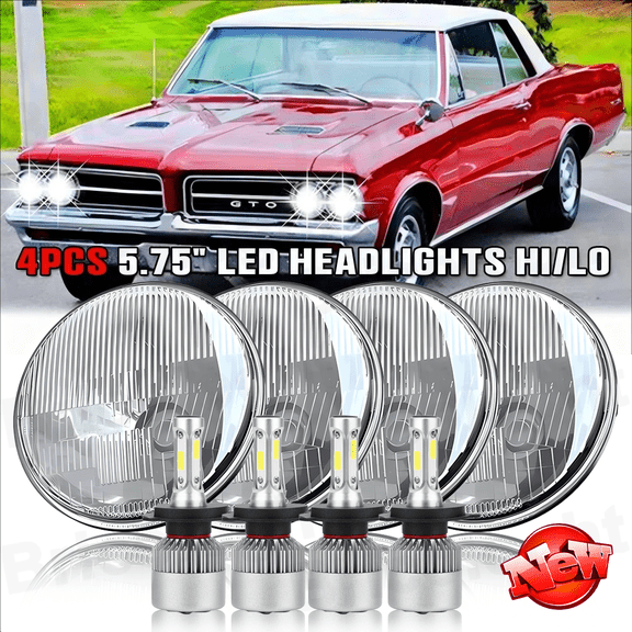 4PCS 5.75" 5 3/4" LED Headlights HI/LO Beam for Pontiac GTO Grand Prix Firebird