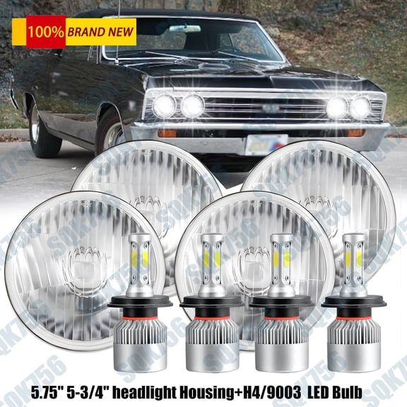 4PCS 5.75" 5-3/4" Round LED Headlights Hi/Lo for Chevy Chevelle 1964-1970 Malibu