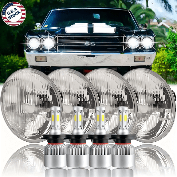 4PCS 5.75" 5-3/4" Round LED Headlights Hi/Lo for Chevy Chevelle 1964-1970 Malibu