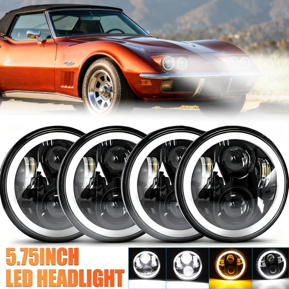 4PCS 5.75" (5-3/4") Round LED Headlights with Hi/Lo Beam & DRL - Fit 1968-1982 Chevy Corvette C3