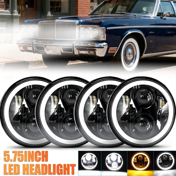 4PCS 5.75" (5-3/4") Round LED Headlights with Hi/Lo Beam & DRL - Fit Ford LTD/Firebird/Pontiac GTO