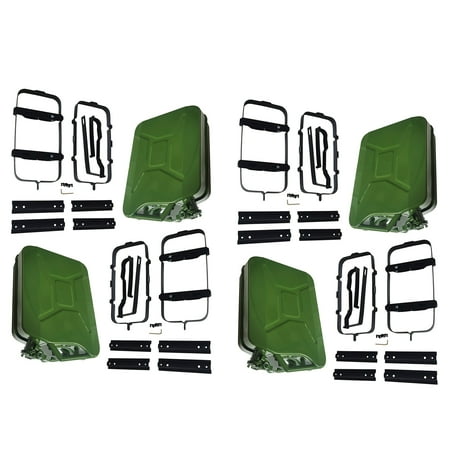 4PCS 5 Gallons Green Jerry Can with Black Holder Practical Can Metal Steel Tank