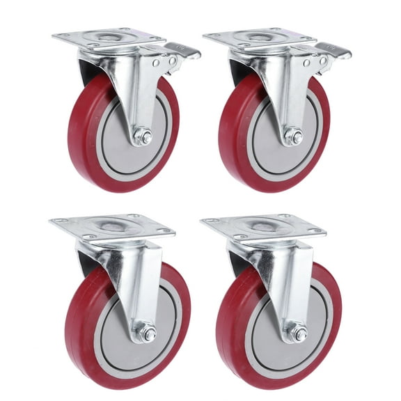 4PCS 5 Inch Jujube Red Anti-winding Universal Wheel Single- Casters