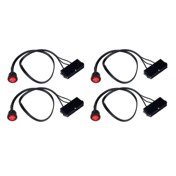 4PCS 50cm Cable Copper Tin Wire 24-Pin Female ATX PSU PC Power Supply Tester Start Up Jumper with ON/ Switch