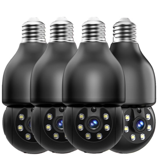 4PCS 5MP Light Bulb Security Camera, 5G&2.4G WiFi Security Cameras Wireless Outdoor, 360Bulb Cameras for Home Security, Motion Detection and Alarm, Two-Way Talk, Color Night Vision