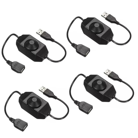 4PCS 5V USB PWM Rotary Inline Dimmer Switch for LED Strips Lights Black USA