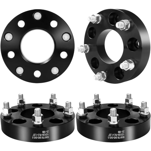 4PCS 5x5 to 5x5.5 Wheel Adapters for Wrangler Commander Grand Cherokee Journey, 1.25 inch 5x127 to 5x139.7 Wheel Spacers 78.3mm Center Bore 1/2 Studs