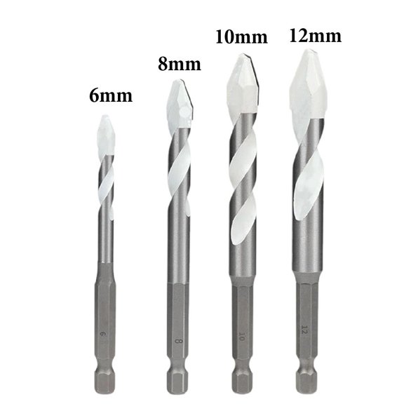 4PCS 6-12mm Eccentric Drill Drilling Tile Punching Rock Slab Triangle Drill Bit