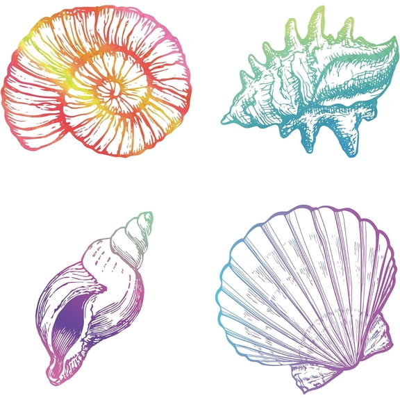 4PCS 6.3 Inch Sea Animal Window Clings Scallops Conch Window Decals Stickers Non Adhesive Static Anti-Collision Vinyl Film Creative Craft