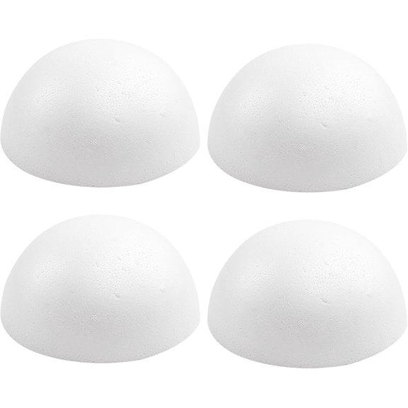 4PCS 6 Inchs White Foam Balls Half Round Polystyrene Half Foam Balls Craft Supplies Hemispherical Christmas Craft Ballfor DIY Home Craft Project and Art Decoration