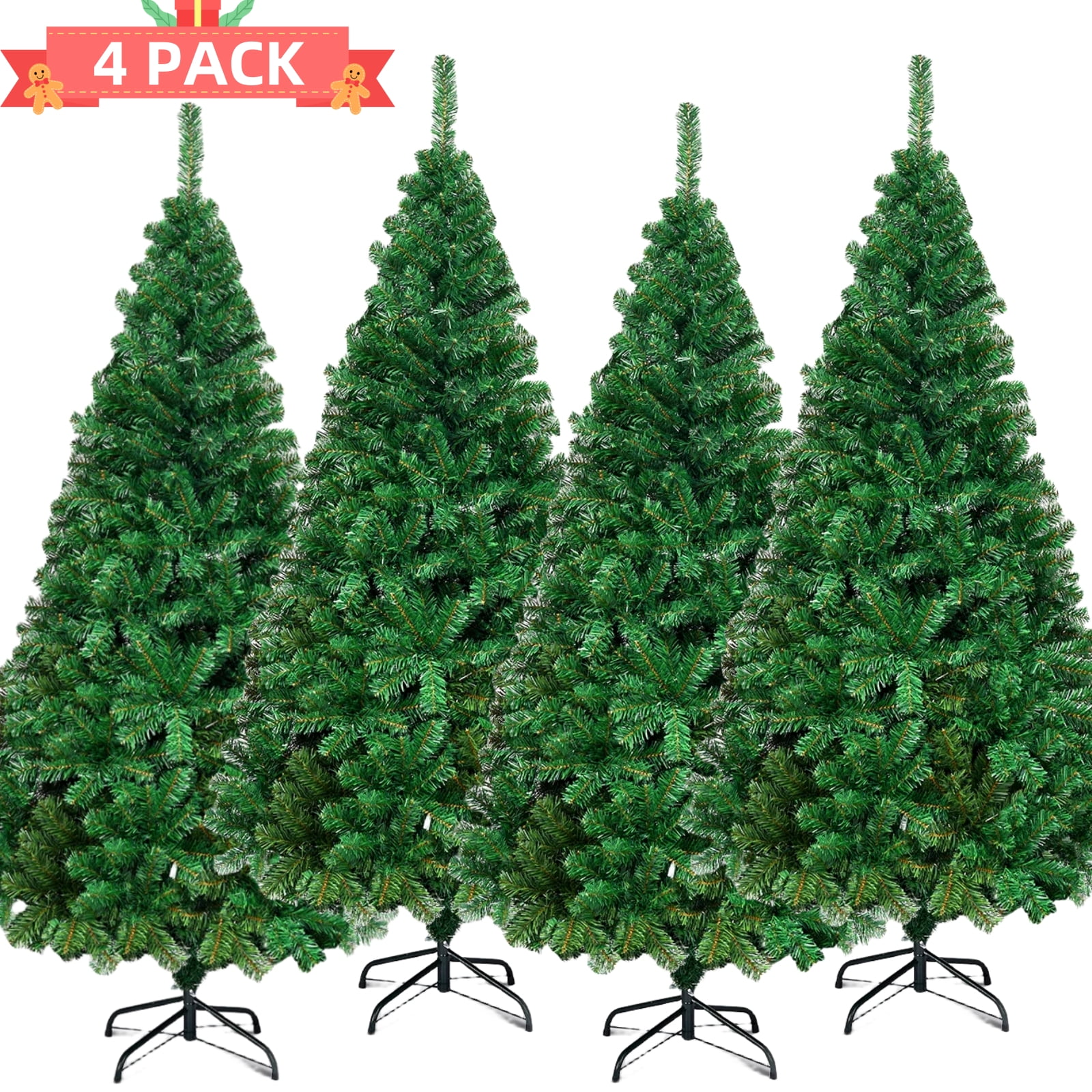 4PCS 6ft Christmas Trees with 800 Tips for FullnessArtificial Pine