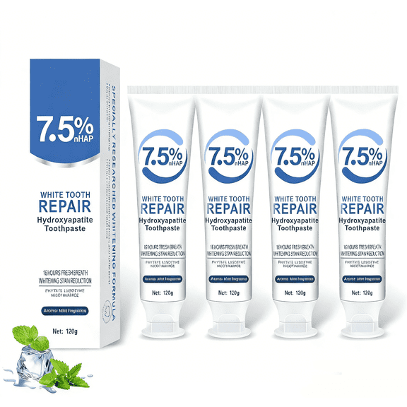 4PCS 7.5% Hydroxyapatite Toothpastes for Enamel Protection and Tooth Strengthening, Gentle Mint, Fresh Breath, Daily Use for Oral Health (Gentle Mint)