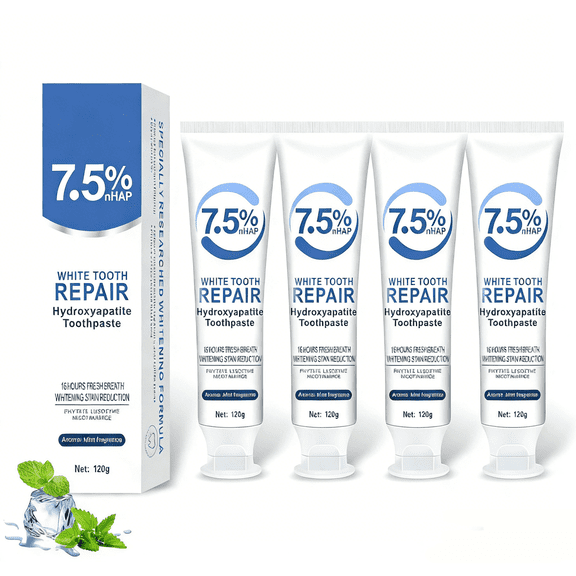 4PCS 7.5% Hydroxyapatite Toothpastes for Enamel Protection and Tooth Strengthening, Gentle Mint, Fresh Breath, Daily Use for Oral Health (Gentle Mint)