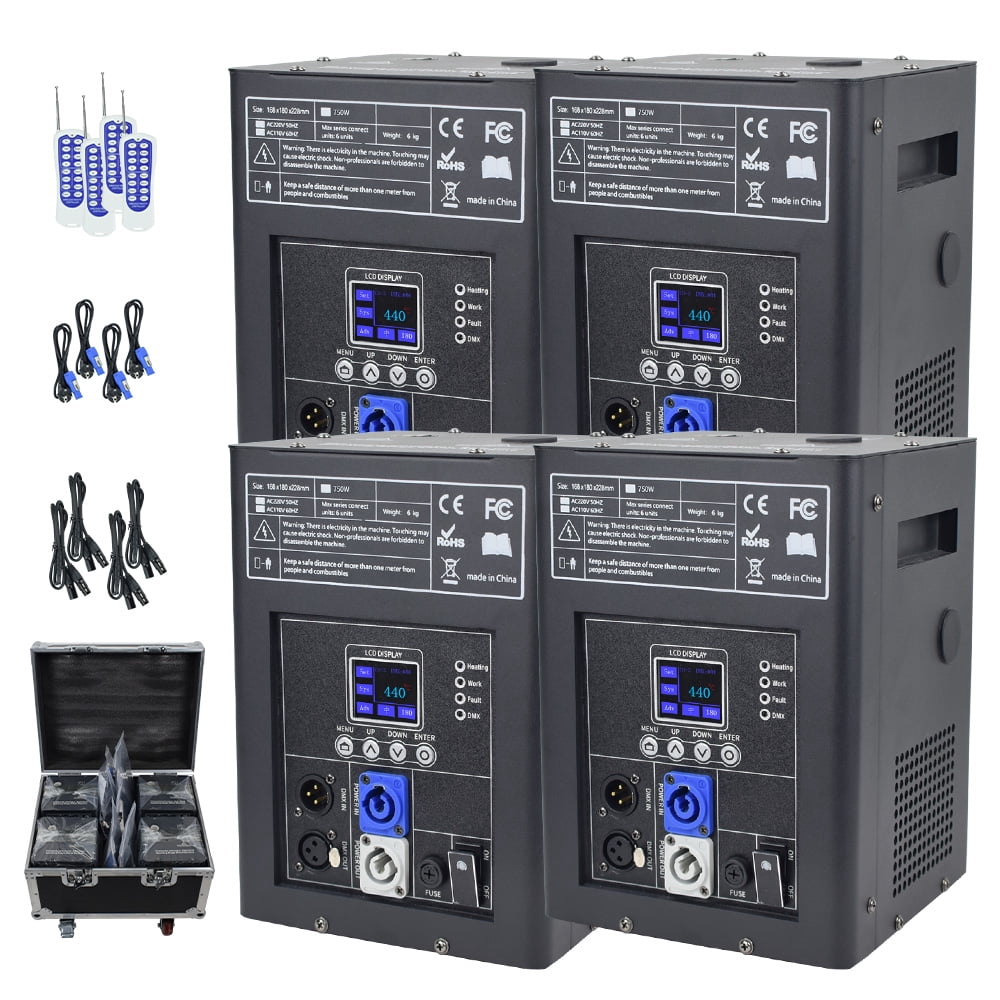4PCS 750W Cold Spark Machine DMX512 Firework Machine  for Wedding Stage Party DJ Disco,Black with FlightCase