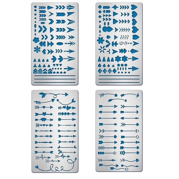 4PCS 7x4 Inch Arrow Pattern Metal Stencils Diary Decoration Theme Stencil Template
