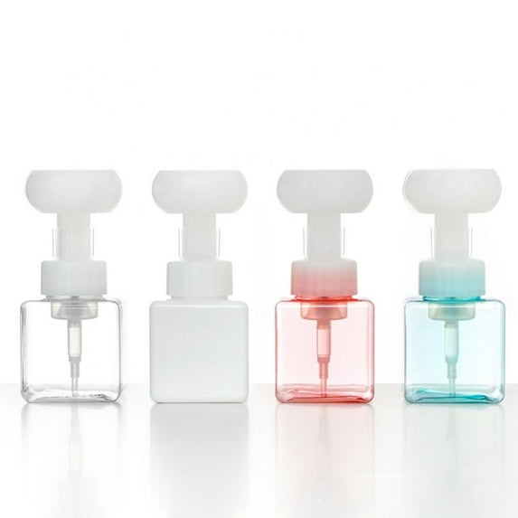 4PCS 8.5oz (250ml) Empty Bottles Travel Dispenser Bottle Refillable Foam Dispenser Bottle Flower Shaped Bubble Bottle for Foam Type Hand Soap Facial Cleanser Shampoo Shower