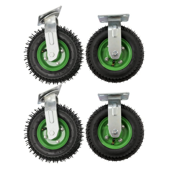 4PCS 8 inches Pneumatic Caster Set (2 Swivel+2 Rigid) Rubber Metal Replacement Wheels 220lbs Load