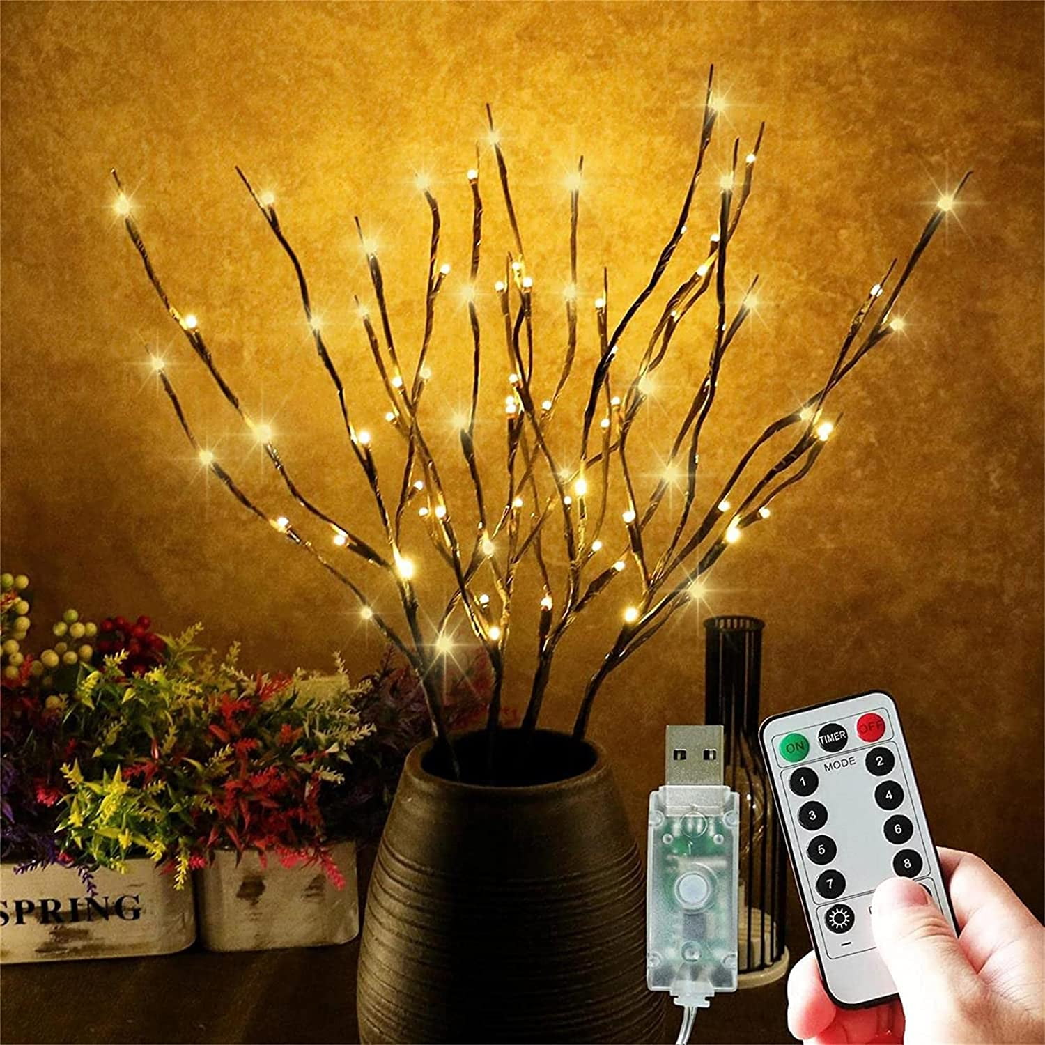 3 Pack Twig Lights - Romantic Decorative Branches - USB Plug-in
