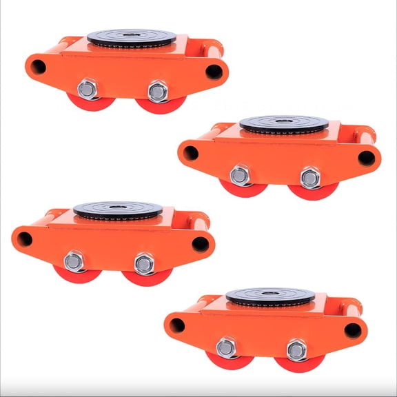 4PCS 8T Heavy Duty Machine Skates, Machinery Mover Skate with 360 Rotation Cap & PU Wheels, Low-Profile Industrial Moving Equipment Dolly for Factory, Warehouse, Workshop