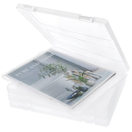 4PCS A4 Portable Project Cases, Transparent Scrapbook Paper Storage Box, Plastic Documents Holder, Paper Accessories Organizer for Home, Office, School
