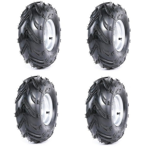 4PCS ATV Go Kart Tires and Rims Tubeless 16X8-7 Inch Front or Rear Wheels Tires with Rims for Go Kart Buggy ATV Mini-bikes Quad Bike Lawn Mower Tires and Wheels 3 holes