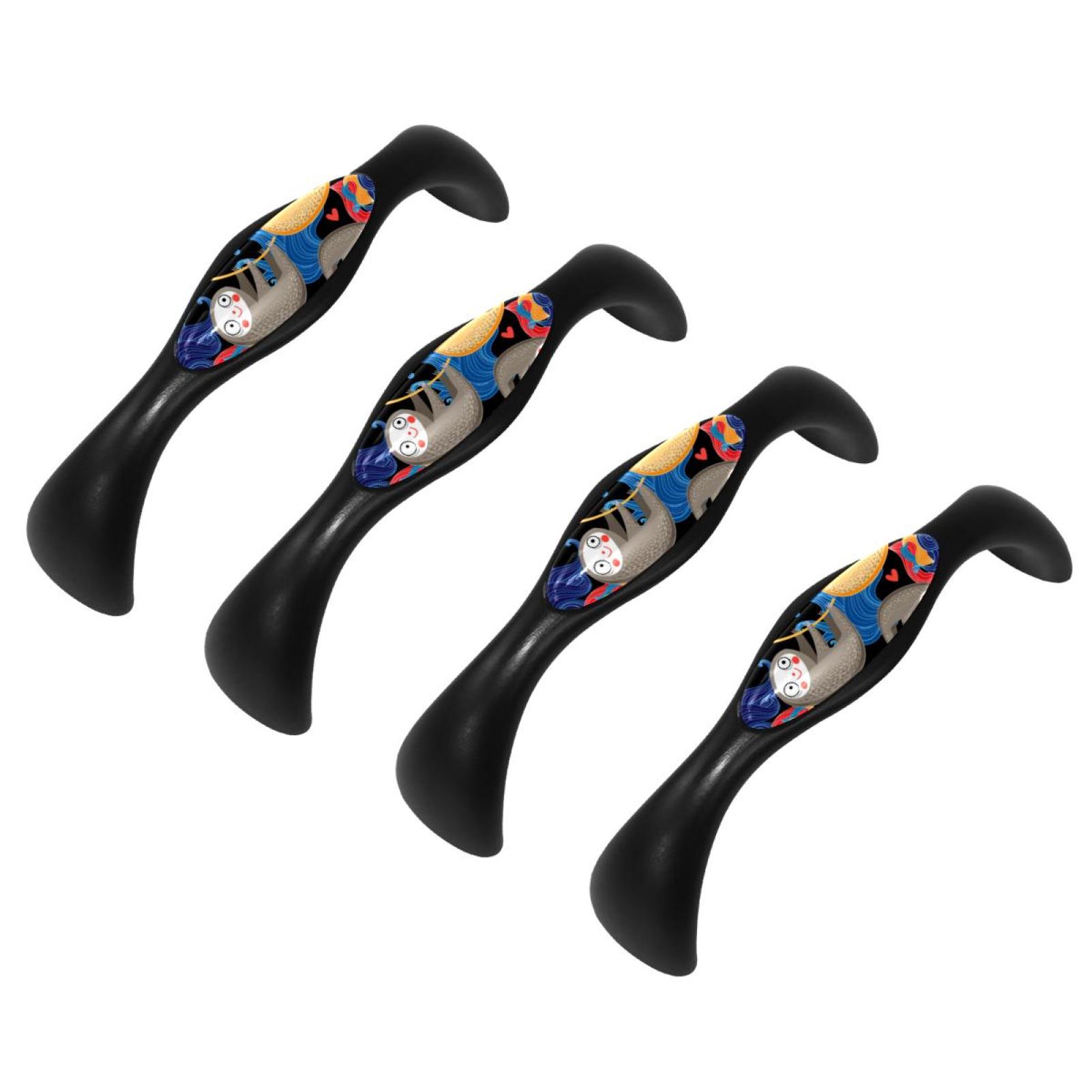 Sloth Handle 4PCS Abstract Art Cartoon Sloth Arched Drawer Pulls Crystal Glass White ...