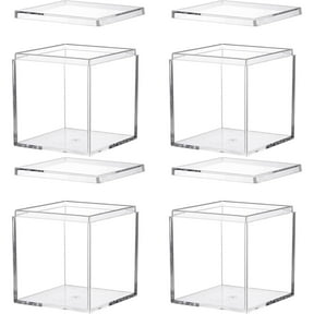 4PCS Acrylic Box with Lid Acrylic Square Containers Square Cube with Lid Storage Box Small Square Cubes With Lid Storage Boxes Organizer Containers For Candy And Small Jewelry