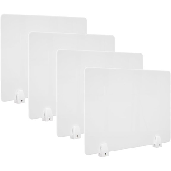 4PCS Acrylic Desk Dividers - 23.6L x15.8W White, Office Privacy Partitions with Clamps, Plexiglass Protective Shields for Offices Schools Call Centers