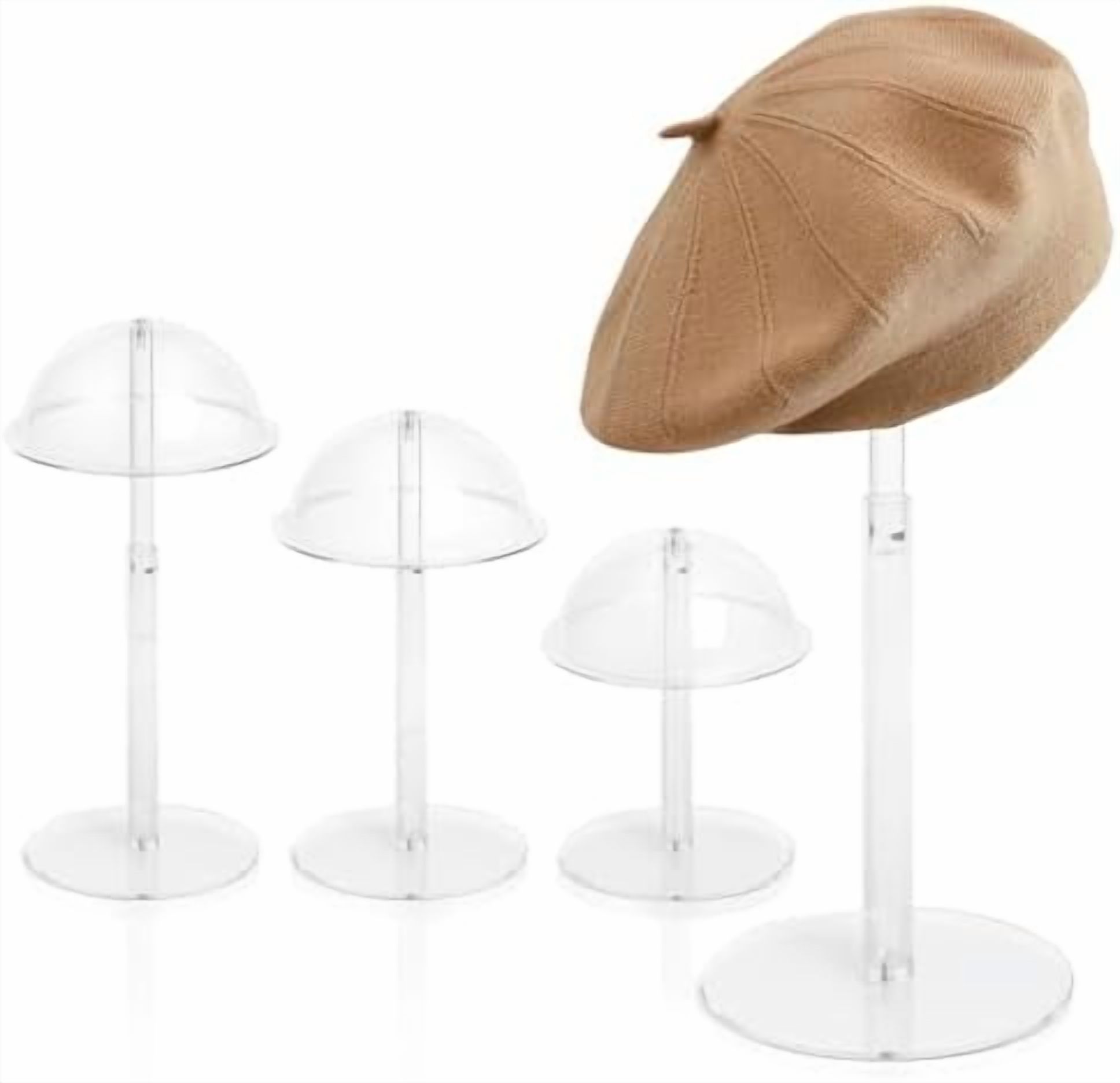 4PCS Acrylic Hat Stand and Wig Display Rack with Height Adjustable ...